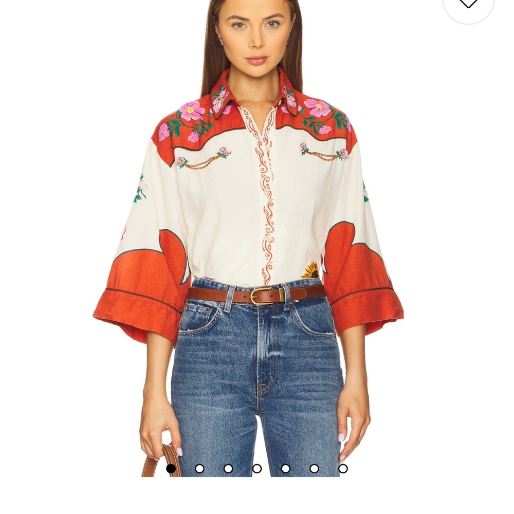 Agua Bendita Chrissy Nopal Button Up Shirt in Multicolor